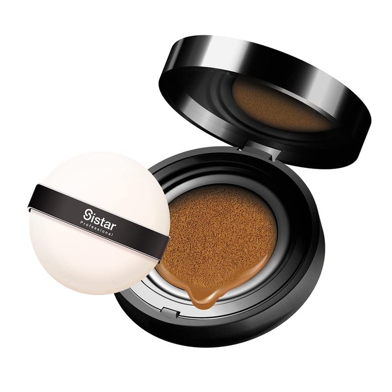 Sistar Skin Perfecting BB Cushion Full Coverage Long Lasting Natural Glow Foundation On The Go Case With Mirror (Medium) - Image 1